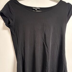 Eileen Fisher Black Scoop Neck Cap Sleeve Tee